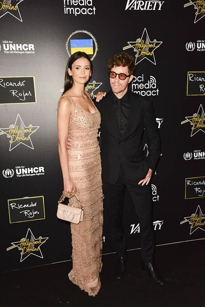 Nina Dobrev, Shaun White attend Hollywood Domino’s ‘With Love For Peace Gala’ to benefit refugees of Ukraine, in partnership with PCI Media and USA for UNHCR during the 75th annual Cannes film festival at Palais des Festivals on May 22, 2022 in Cap d’Antibes, France. - Credit: LAURENT BENHAMOU/SIPA