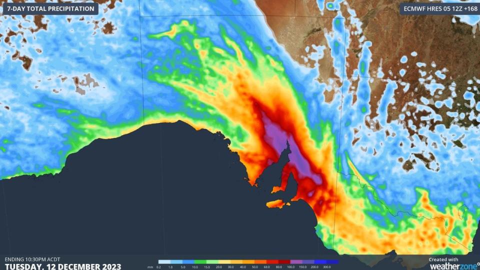 Seven day rain totals in SA. Picture WeatherZone