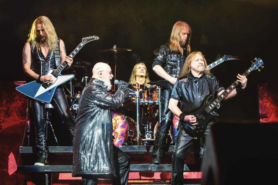 Judas Priest performs at PNC Music Pavilion in Charlotte on Tuesday night.