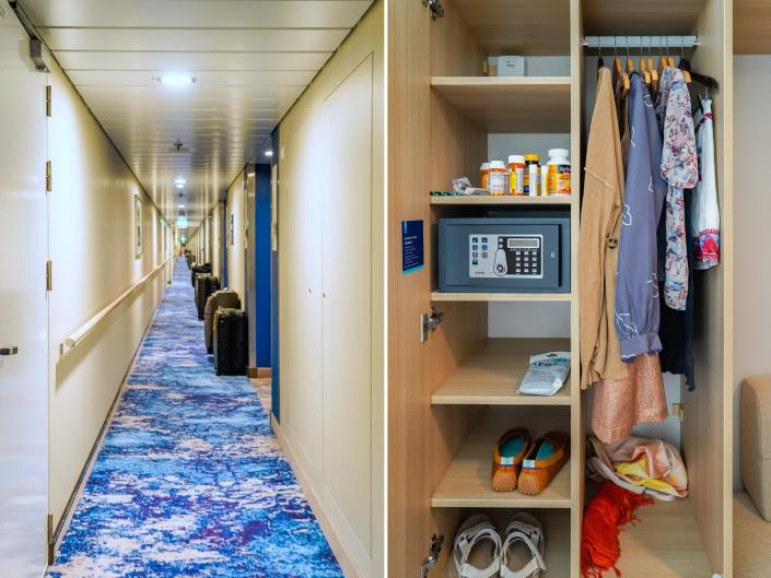 suitcases outside staterooms on the world&#39;s largest cruise ship