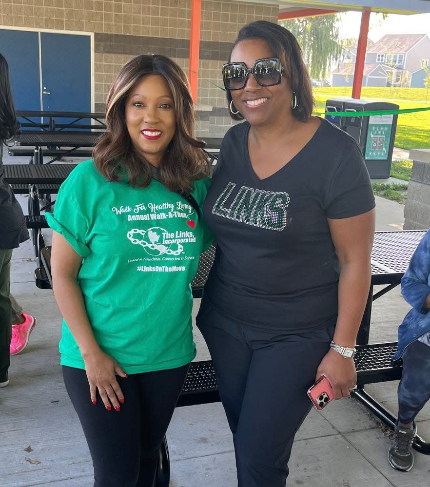 Alison Vaughn, left, a member of The Links Incorporated, with Kimberly Keaton, the Detroit chapter president of The Links Incorporated, an international, nonprofit service organization whose membership of more than 17,000 professional women includes Vice President Kamala Harris. On July 27, "Our History, Our Story: The Detroit Chapter of The Links" exhibit will open to the public at the Detroit Historical Museum