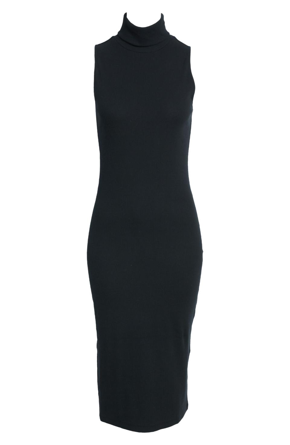 22) Halogen® Rib Turtleneck Sleeveless Midi Dress