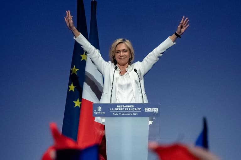 Premier grand discours de Valérie Pécresse, candidate Les Républicains à la présidentielle, devant les cadres de son parti, le 11 décembre 2021 à Paris - BERTRAND GUAY © 2019 AFP