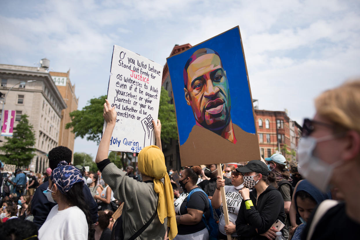Several marches, including one made up of Muslim New Yorkers, gathered in Brooklyn, New York on June 5, 2020.