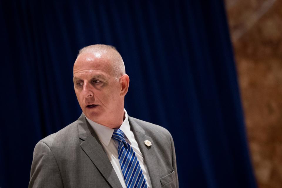 Keith Schiller, director of Oval Office operations, walks through the lobby at Trump Tower, August 15, 2017 in New York City.