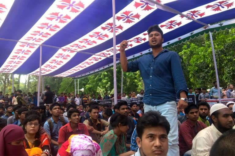 Bangladeshi students protest the murder of a professor, one of nine people to be hacked to death since April