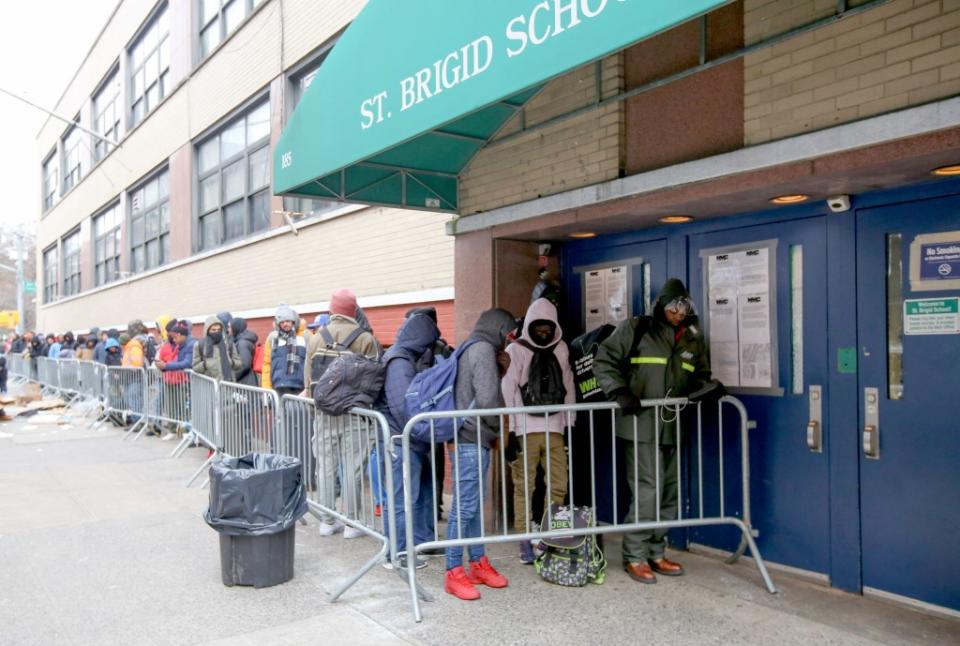 Of the roughly 1,600 asylum seekers who have gone to an intake center in the East Village each day when their 30-day shelter stay expired, an average of 2% are accepting a free plane or bus ticket, data show. J. Messerschmidt for NY Post