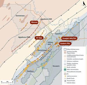 Edikan Gold Project &#x002013; Regional Geology, Tenements and Prospects