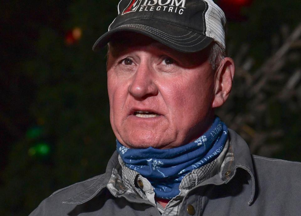 Tommy Dunn, Chairman of the Anderson County Council, speaks during the filming of the Anderson Holiday Christmas Tree Lighting in front of the Anderson County Courthouse Tuesday, November 24, 2020. 