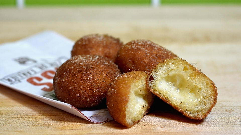 IRVINE, CA - SEPTEMBER 12:  The Cinnabon Delights are a sweet treat on Taco Bell's breakfast menu.