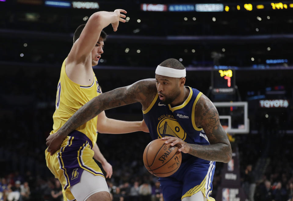 Golden State Warriors’ DeMarcus Cousins returned to the court last weekend after nearly a full year of rehab. (AP Photo/Marcio Jose Sanchez)