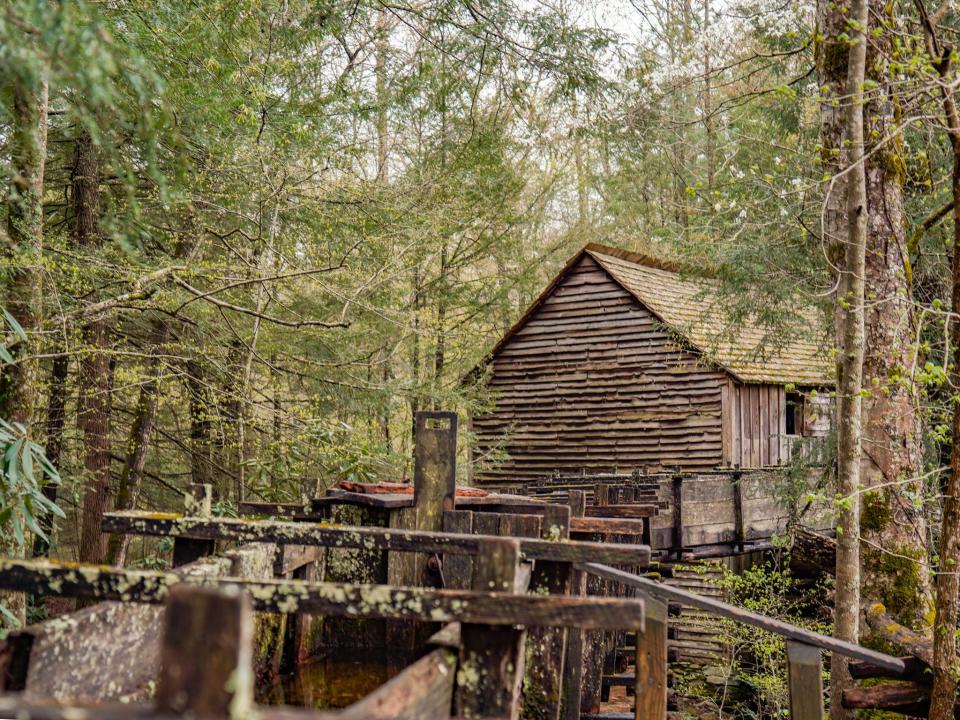 A persevered building in the Great Smoky Mountains.