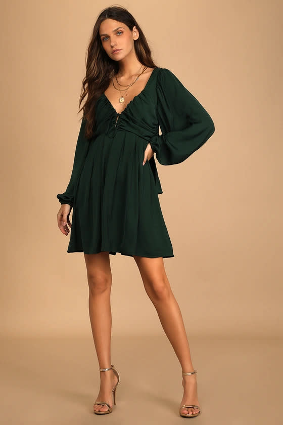 Emerald Green Maxi Dress - OTS Maxi Dress - Balloon Sleeve Dress - Lulus