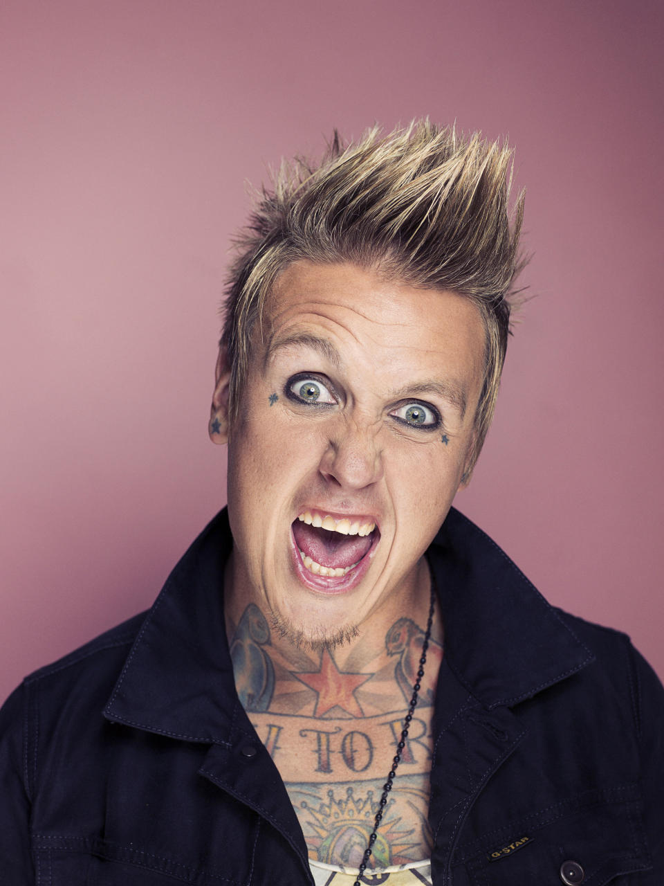 This Sept. 20, 2012 photo shows Jacoby Shaddix, lead singer of the American rock band Papa Roach, posing for a portrait in New York. Papa Roach is releasing their new album, "The Connection," on Oct. 2. (Photo by Victoria Will/Invision/AP)
