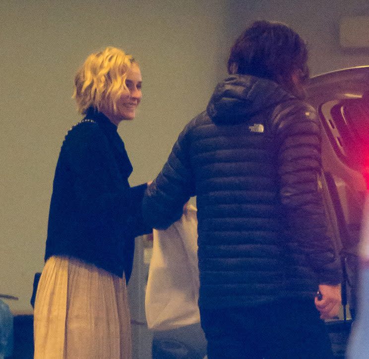 Diane Kruger and Norman Reedus after returning from a road trip on Feb. 23. (Photo: Splash News)