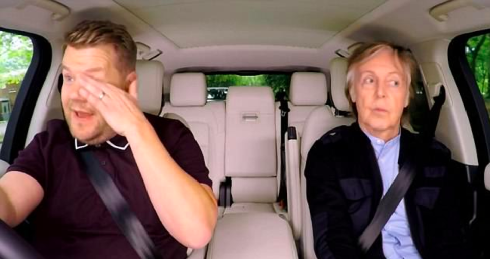 James Corden was reduced to tears during a special edition of Carpool Karaoke that saw Paul McCartney join the TV host as they drove through Liverpool in the UK. Source: CBS