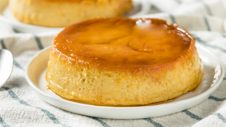 Flan on plate