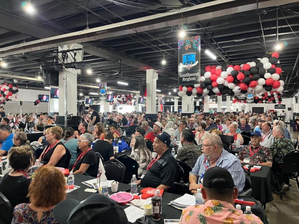 Voting took place at an assembly at Assiniboia Downs, online and from 8 satellite locations, said Will Goodon, the Manitoba Métis Federation housing minister. (Jean-François Morin/CBC - image credit)