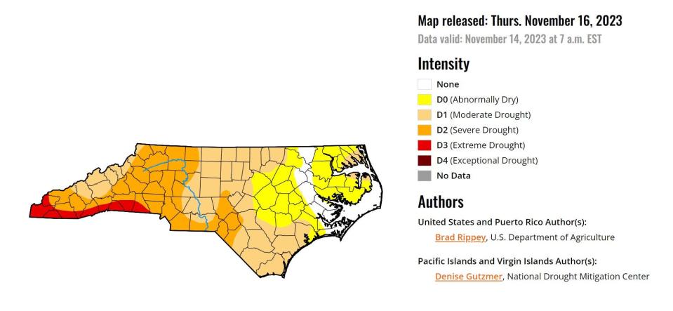 The U.S. Drought Monitor released an update map Nov. 18, showing an increase in severity of drought conditions in Western North Carolina.