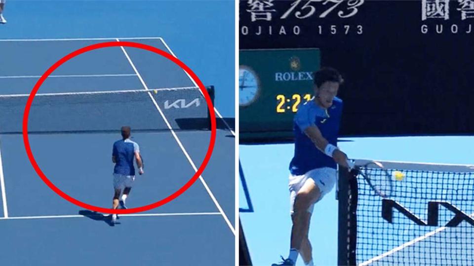 Carreno Pablo Busta (pictured) hits the ball on his opponent's side of the net at the Aus Open.