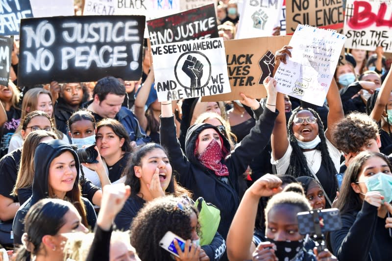 Protest in solidarity with the Black Lives Matter movement, in Stockholm