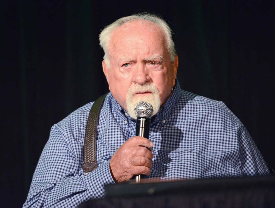 BURBANK, CA - SEPTEMBER 16:  Actor Wilford Brimley attends Day 2 of the 2017 Son Of Monsterpalooza Convention held at Marriott Burbank Airport Hotel on September 16, 2017 in Burbank, California.  (Photo by Albert L. Ortega/Getty Images)