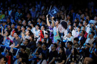 Fans of Team Liquid react during the League of Legends (LOL) Mid-Season Invitational, against team Invictus Gaming of China, in Taipei, Taiwan May 17, 2019. REUTERS/Tyrone Siu