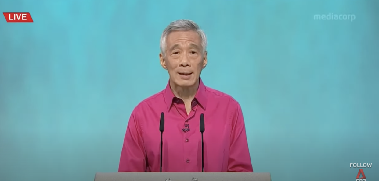 Prime Minister Lee Hsien Loong speaking at National Day Rally 2021 on 29 August 2021. (SCREENSHOT: CNA/YouTube)