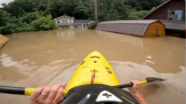 PHOTO: Larry Adams captured footage of his kayak rescues during severe flooding in Whitesburg, Ky. (Courtesy Larry Adams)