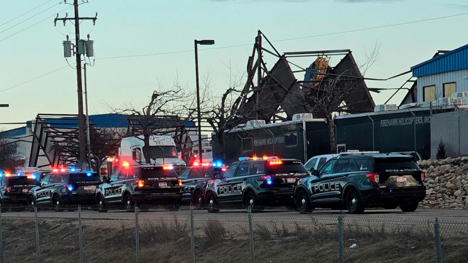 PHOTO: Authorities respond to the scene of a reported building collapse near the Boise Airport on Jan. 31, 2024, in Boise, Idaho. (Terra Furman via AP)