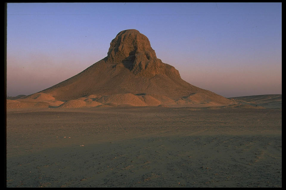 The pyramid looks like a mountain with its softened top