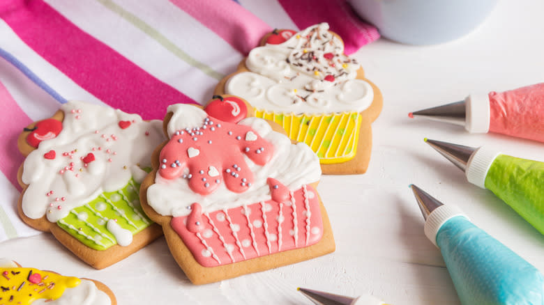 Colorful cookies with bright frosting