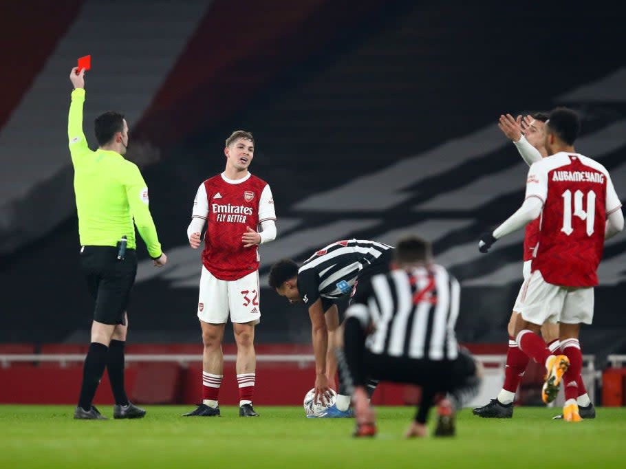 Smith Rowe’s red card was overturned in normal timeGetty Images