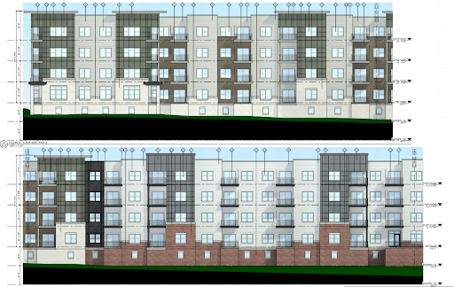 The four-story project includes 203 mixed-living units and an underground parking garage.