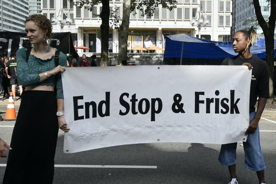 Stop-and-frisk is not a new tactic in Philadelphia and has long been controversial. This protest took place in 2018. <a href="https://www.gettyimages.com/detail/news-photo/after-the-city-issued-an-eviction-notice-sanitation-news-photo/1008589074?adppopup=true" rel="nofollow noopener" target="_blank" data-ylk="slk:Bastiaan Slabbers/NurPhoto via Getty Images;elm:context_link;itc:0;sec:content-canvas" class="link ">Bastiaan Slabbers/NurPhoto via Getty Images</a>