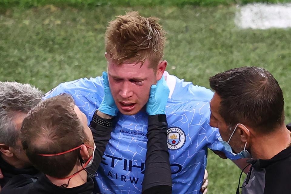 <p>Kevin De Bruyne suffered nose and eye socket fractures in the Champions League Final last week</p> (POOL/AFP via Getty Images)