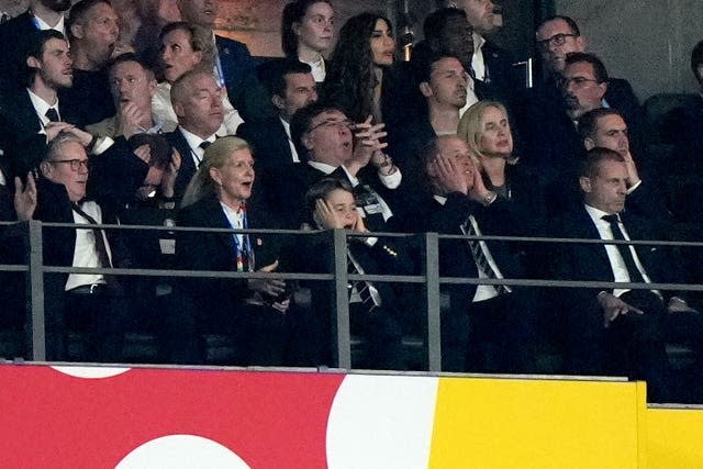 The Prince of Wales, Prince George and Prime Minister Sir Keir Starmer react during the UEFA Euro 2024 final match at Olympiastadion, Berlin. 