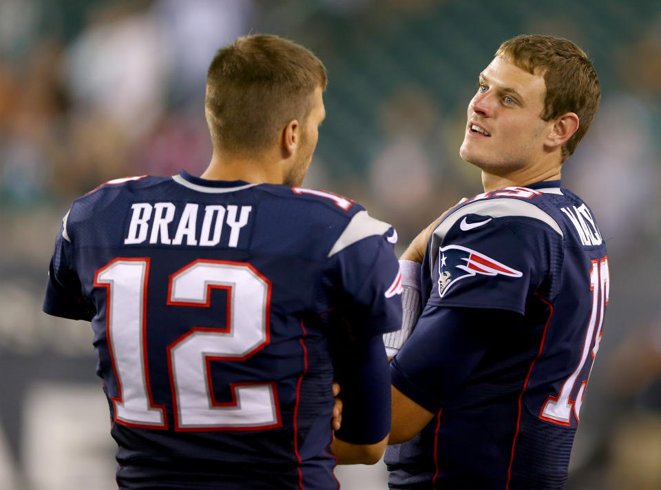 After the Patriots selected him in the third round of the 2011 draft, Ryan Mallett (right) played seven seasons in the NFL. He died in an apparent drowning. He was 35. (Photo by Elsa/Getty Images)