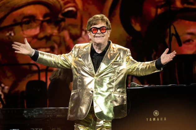 Sir Elton John performs on The Pyramid Stage at Day 5 of Glastonbury Festival 2023 on June 25, 2023 in Glastonbury, England.  - Credit: Harry Durrant/Getty Images