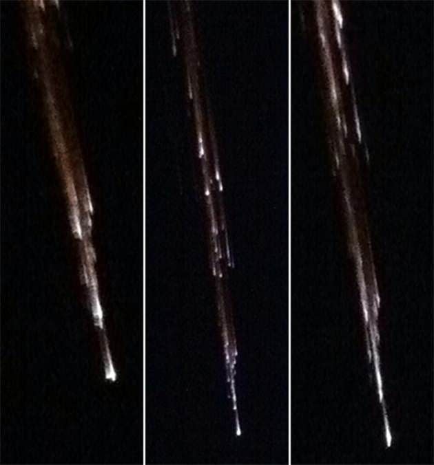 The fireball showers down over Cobar in central NSW. Photos: Send in by 7News viewer Dale Evans