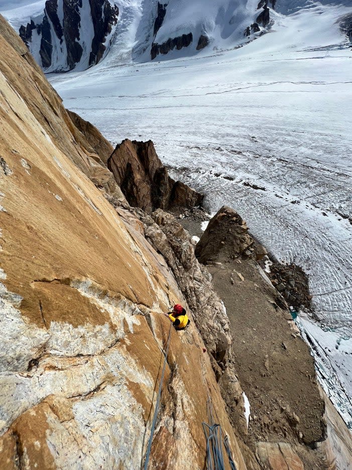 Alex Honnold climbing rock in Greenland.