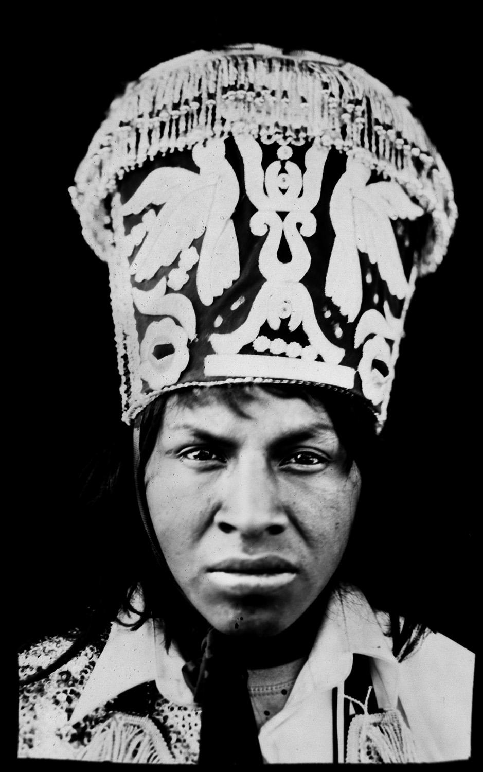 <p>Edison Olgado, 23, poses for a portrait in the Sinakara Valley, in Peru’s Cuzco region, during the Qoyllur Rit’i festival, translated from the Quechua language as Snow Star. Olgado is a dancer representing the Quispicanchis nation. (Photo: Rodrigo Abd/AP) </p>