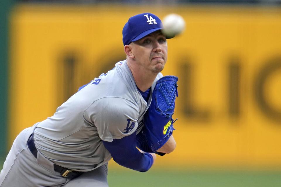 Dodgers starting pitcher Walker Buehler delivers during the second inning against the Pirates on Thursday.
