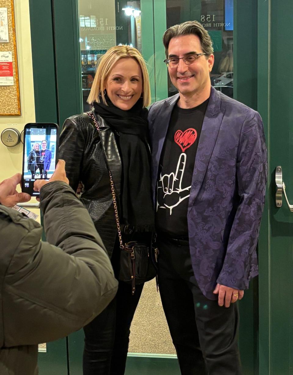 Oscar winner Marlee Matlin, seen here with Skylight Music Theatre artistic director Michael Unger, came to see the opening night of "Spring Awakening." She performed in that show on Broadway.