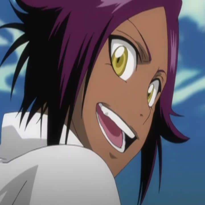 Yoruichi smiling back at someone