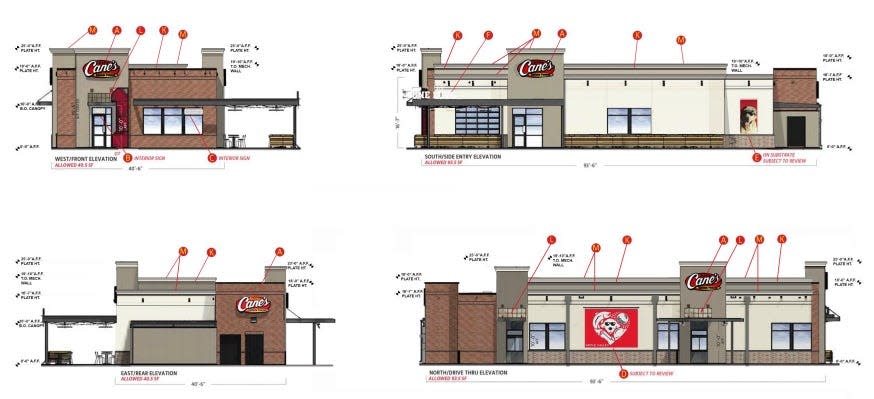 Artist rendering of the new Raising Cane's in Apple Valley. Crews recently began grading property for the new shopping center along Bear Valley Road that will include Sprouts, Mister Car Wash and Raising Cane's.