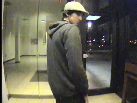 A still image from surveillance video and entered as evidence shows Boston Marathon bombing suspect Dzhokhar Tsarnaev, in this handout photo provided by the U.S. Attorney's Office in Boston, Massachusetts on March 11, 2015. REUTERS/U.S. Attorney's Office/Handout via Reuters