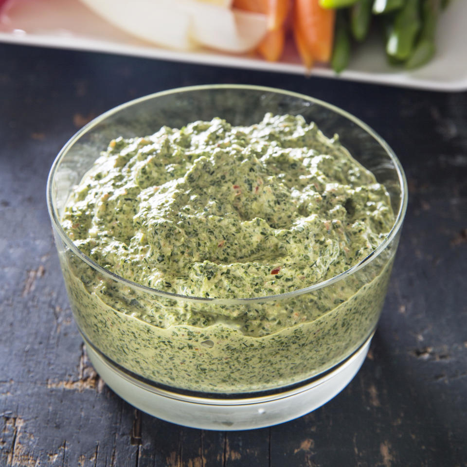 This undated photo provided by America's Test Kitchen in October 2018 shows Herbed Spinach Dip in Brookline, Mass. This recipe appears in the cookbook "All-Time Best Appetizers." (Joe Keller/America's Test Kitchen via AP)