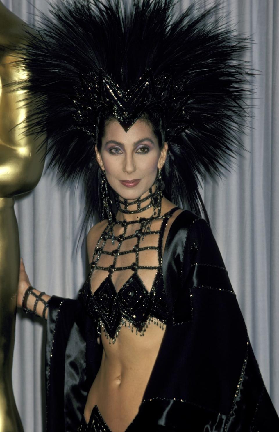 <div class="inline-image__caption"><p>Cher at the Dorothy Chandler Pavillion in Los Angeles, CA for the 58th Annual Academy Awards on March 24, 1986.</p></div> <div class="inline-image__credit">Jim Smeal/Getty</div>