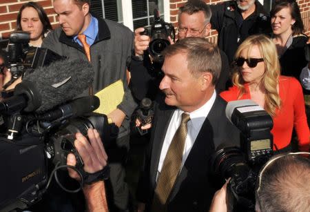 Former Penn State Senior vice president for Finance and Business at Penn State University Gary Schultz arrives at his arraignment on perjury charges in Harrisburg, Pennsylvania, November 7, 2011. REUTERS/Pat Little